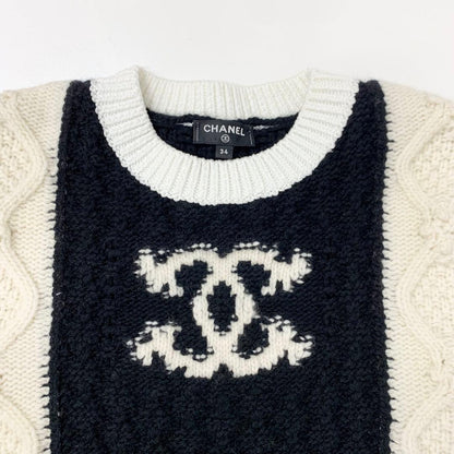 Chanel Cocomark Knit Sweater Black White