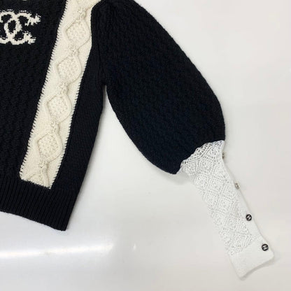 Chanel Cocomark Knit Sweater Black White