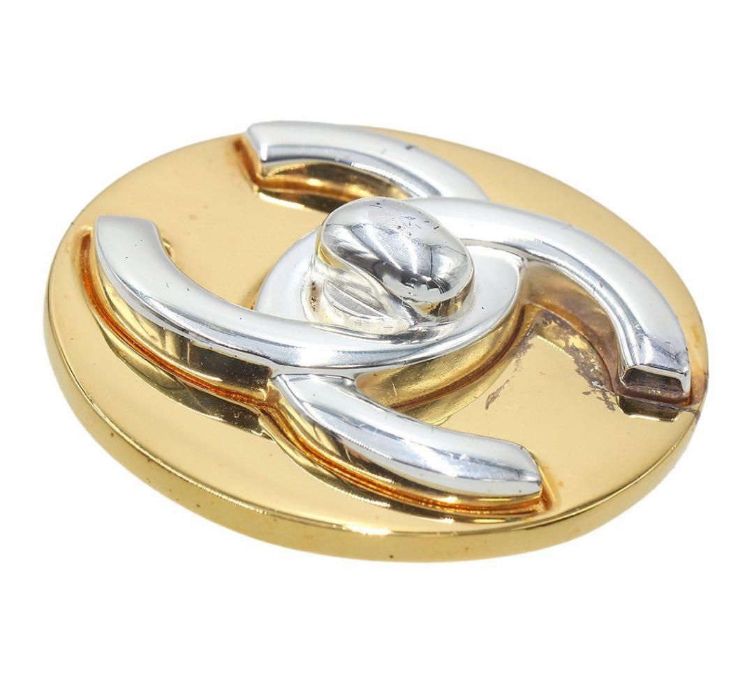 Chanel Coco Mark Turnlock Round Brooch