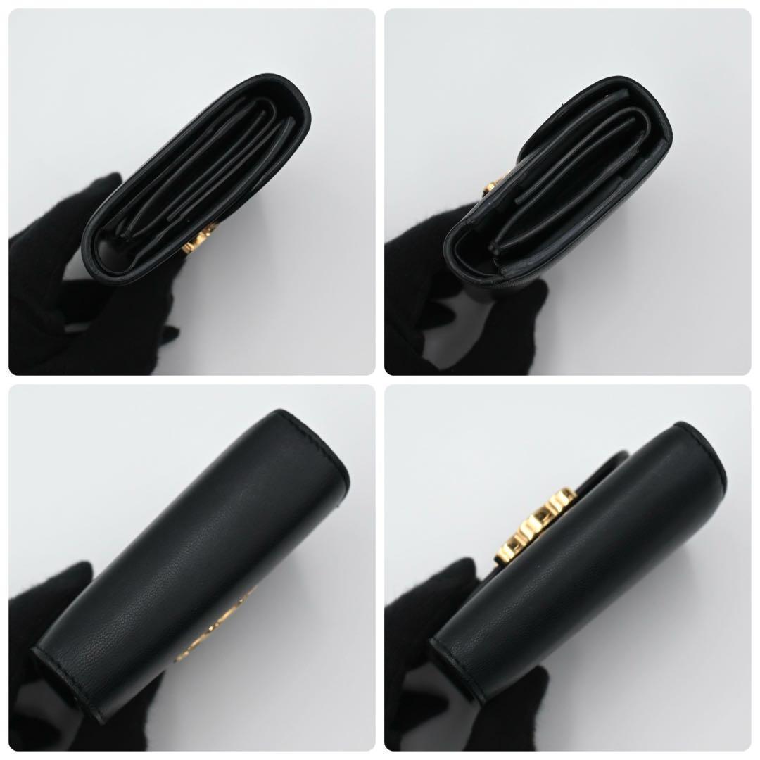 Celine Triomphe Trifold Wallet Calfskin Black Gold — view 8
