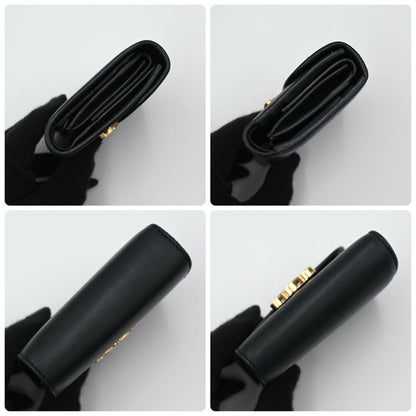 Celine Triomphe Trifold Wallet Calfskin Black Gold — view 8