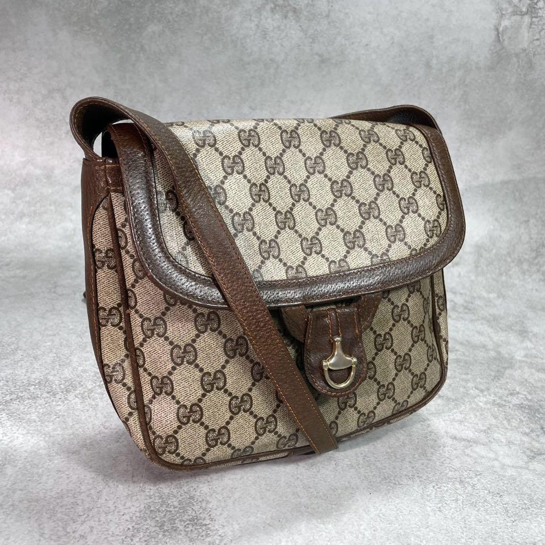 Gucci GG Shoulder Bag Brown Beige Leather