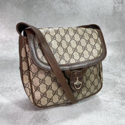 Gucci GG Shoulder Bag Brown Beige Leather
