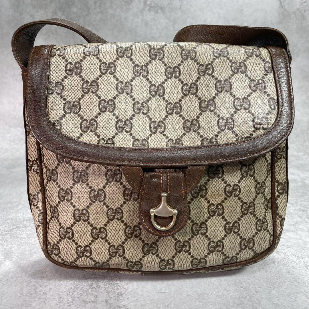 Gucci GG Shoulder Bag Brown Beige Leather — view 2