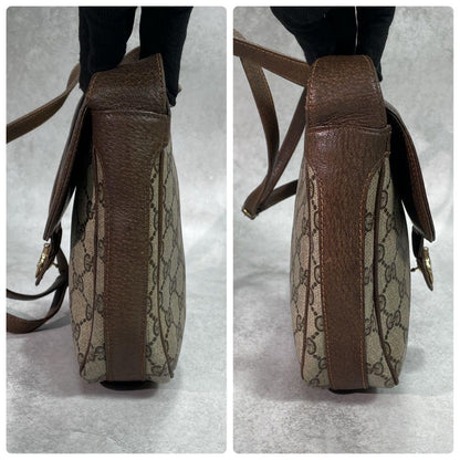 Gucci GG Shoulder Bag Brown Beige Leather — view 8