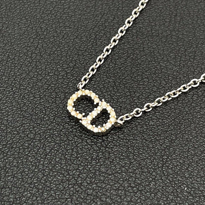 Dior Clair de Lune CD Logo Rhinestone Necklace — view 2