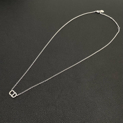 Dior Clair de Lune CD Logo Rhinestone Necklace — view 4