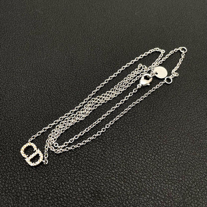 Dior Clair de Lune CD Logo Rhinestone Necklace — view 5