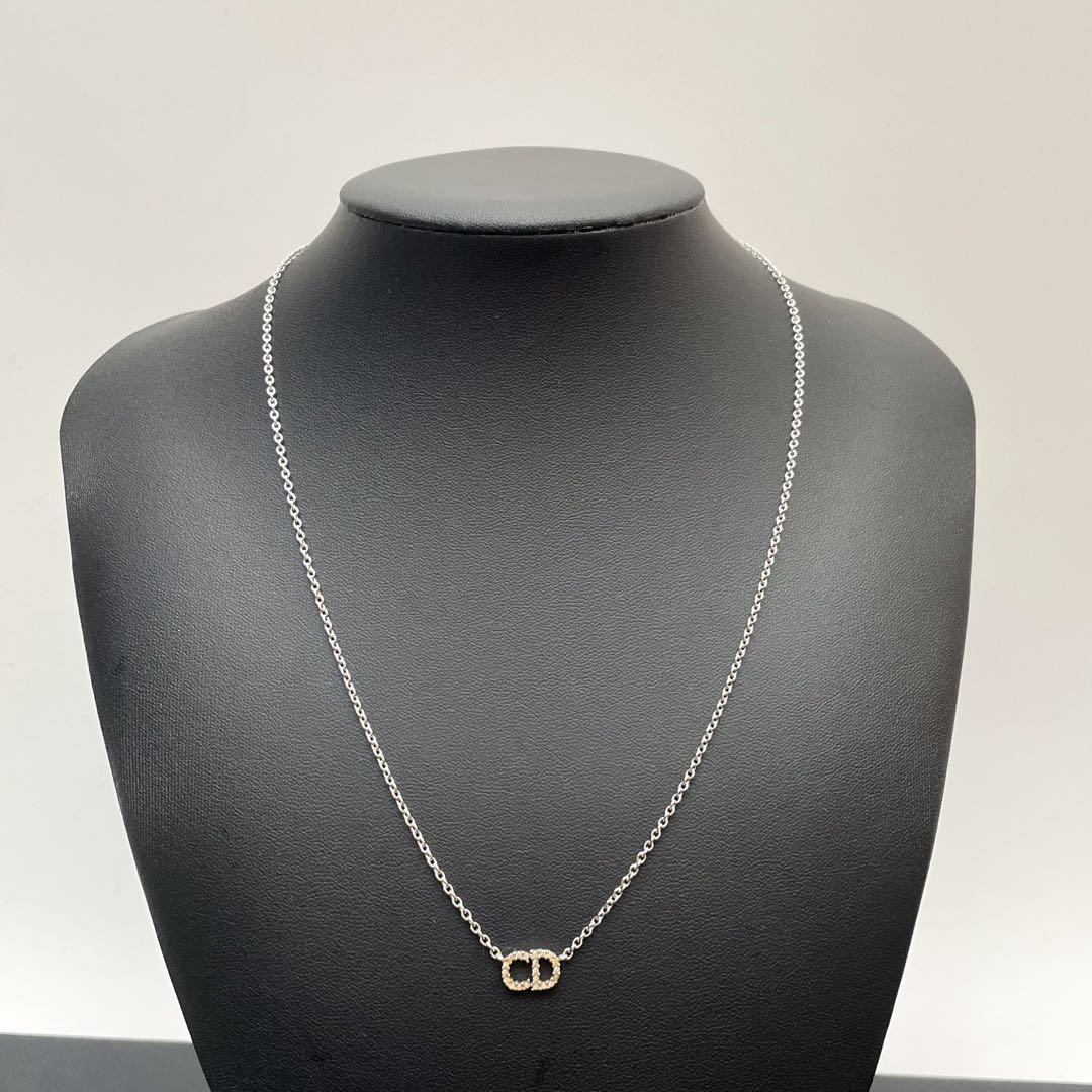 Dior Clair de Lune CD Logo Rhinestone Necklace — view 6