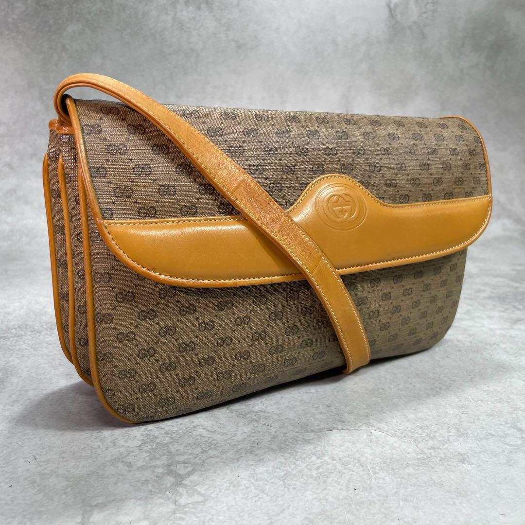 Gucci GG Shoulder Bag Brown Beige Leather Logo
