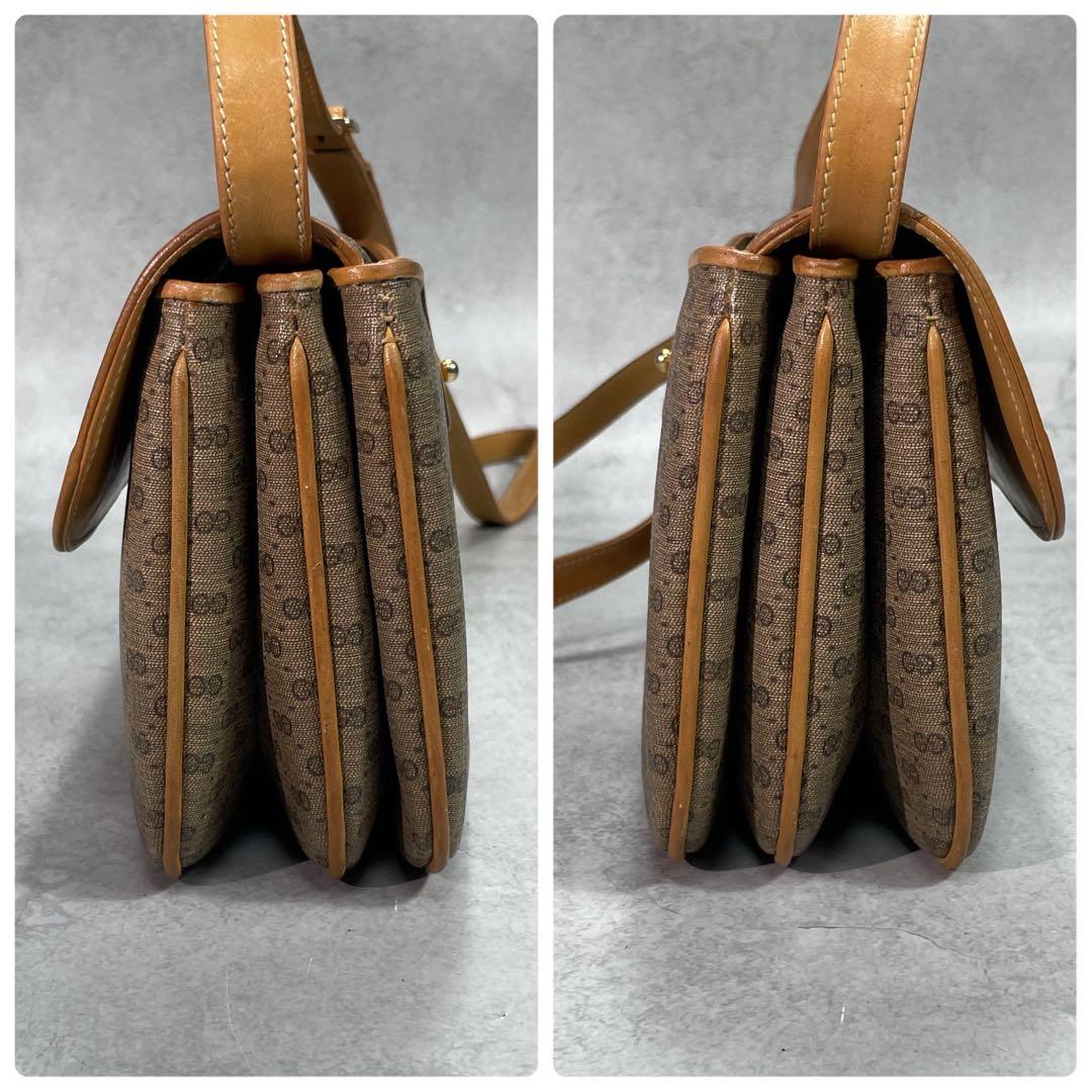 Gucci GG Shoulder Bag Brown Beige Leather Logo — view 7