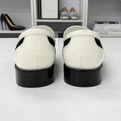 Chanel CC Logo Patent Suede Chain Loafers — view 5