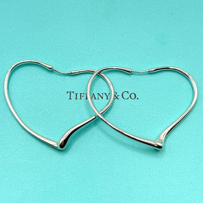Tiffany & Co Earrings Open Heart L Large 925 Sterling Silver