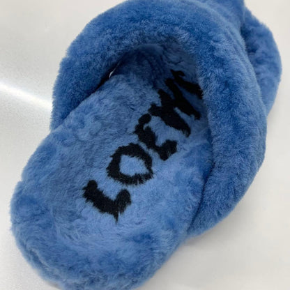 Loewe Shearling Thong Flat Sandals Blue — view 7