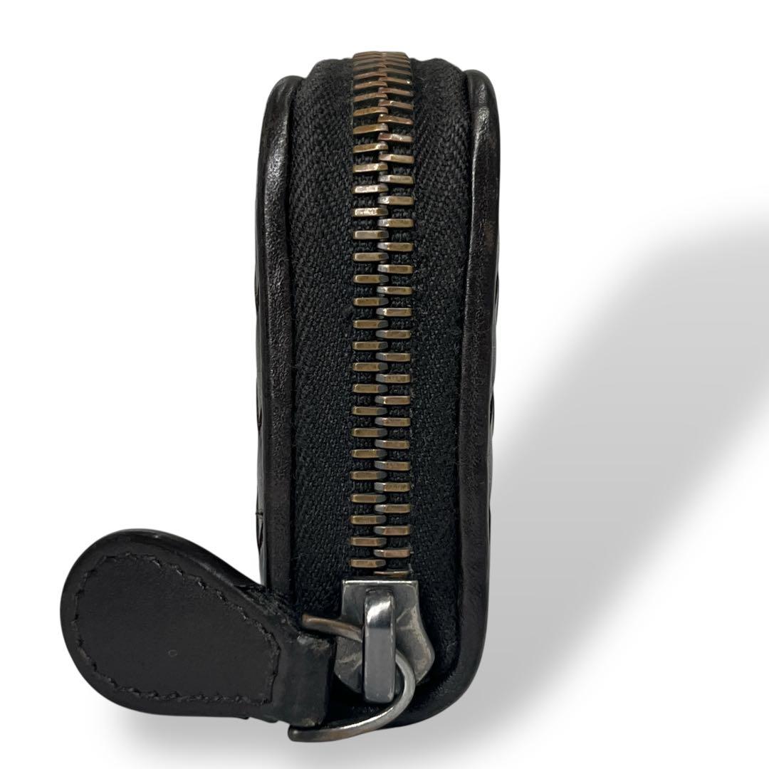 Bottega Veneta Coin Case Intrecciato Round Zip Dark Brown