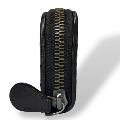 Bottega Veneta Coin Case Intrecciato Round Zip Dark Brown