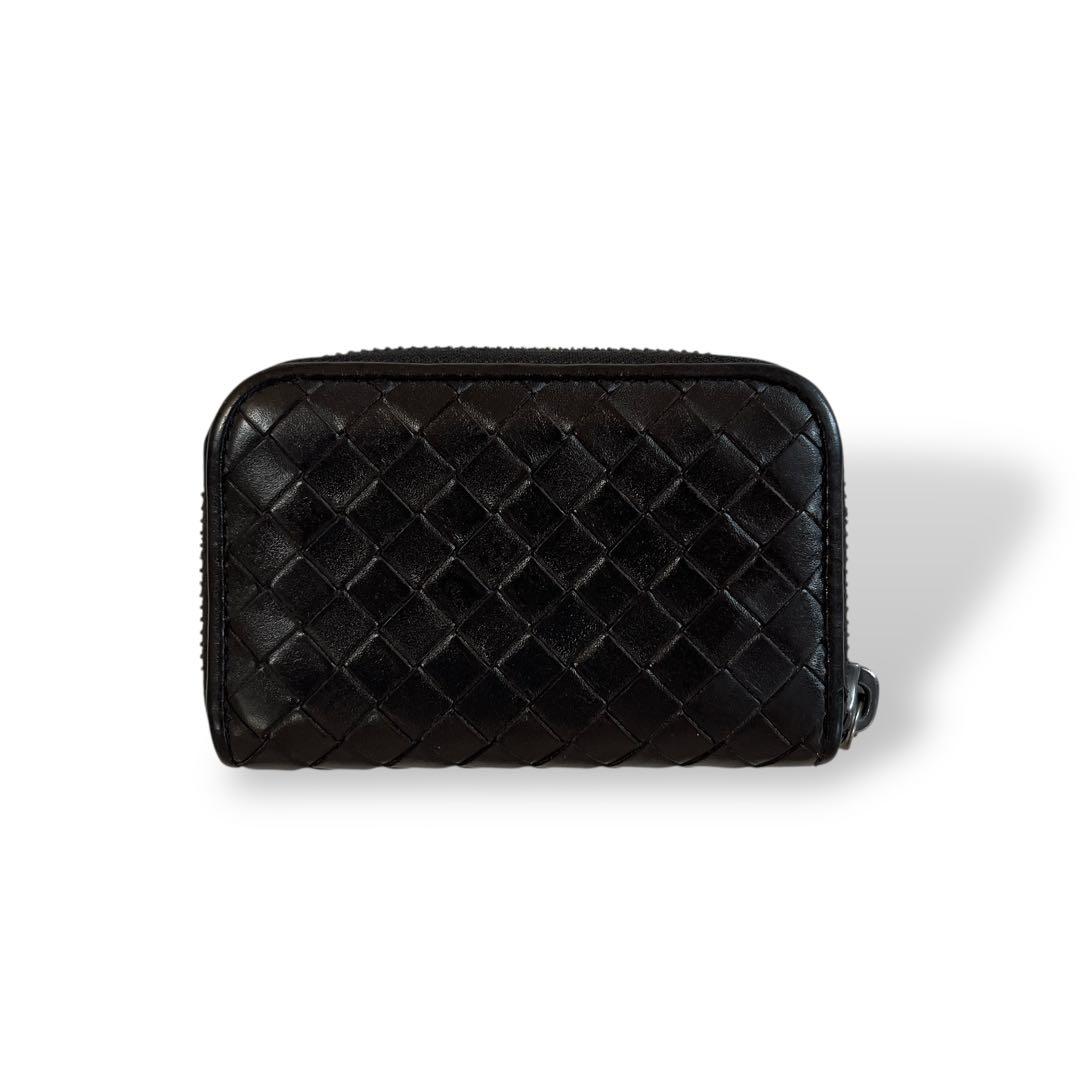 Bottega Veneta Coin Case Intrecciato Round Zip Dark Brown