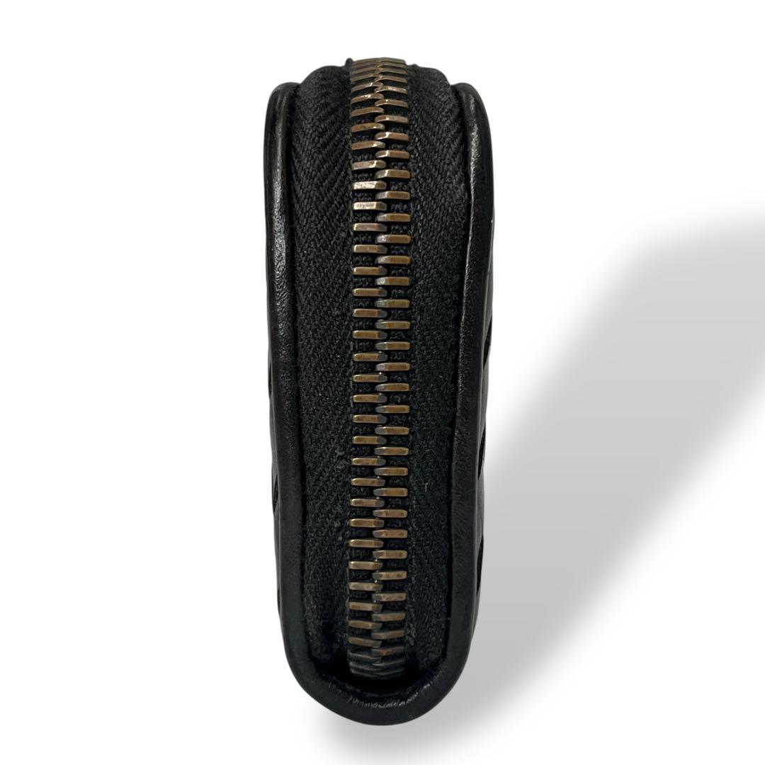 Bottega Veneta Coin Case Intrecciato Round Zip Dark Brown