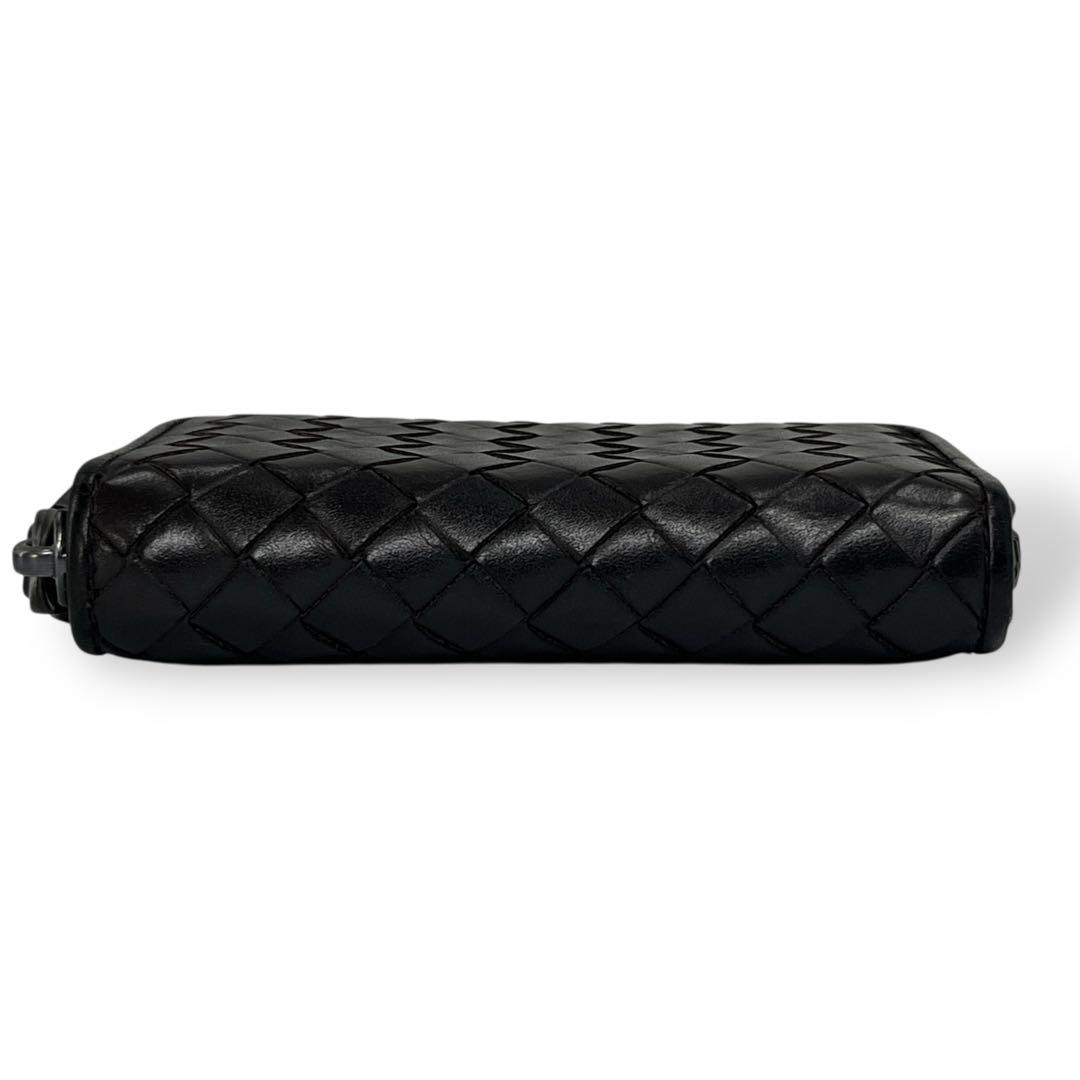 Bottega Veneta Coin Case Intrecciato Round Zip Dark Brown