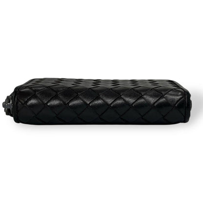 Bottega Veneta Coin Case Intrecciato Round Zip Dark Brown