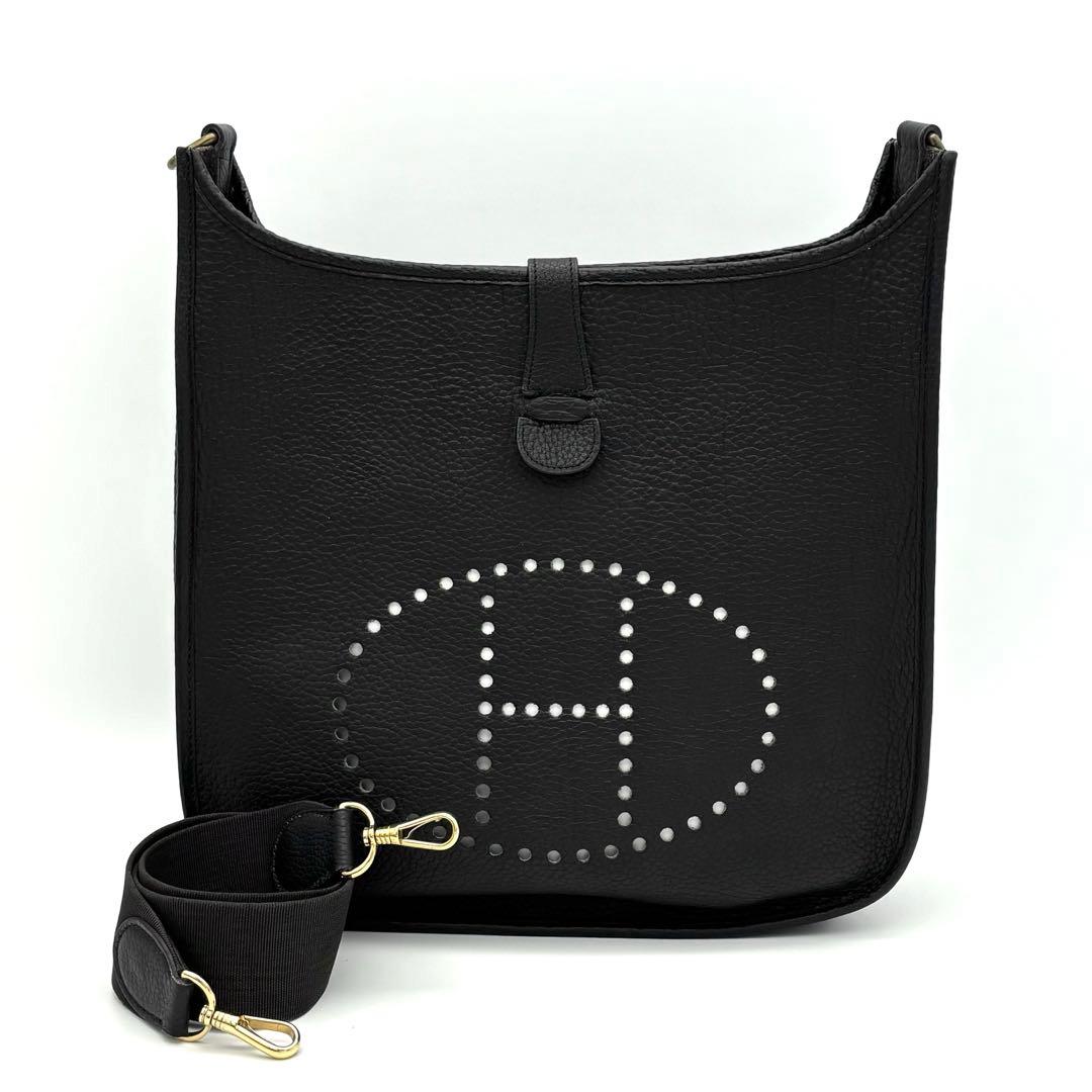 Hermes Evelyne II GM Black Taurillon Gold Shoulder — view 9