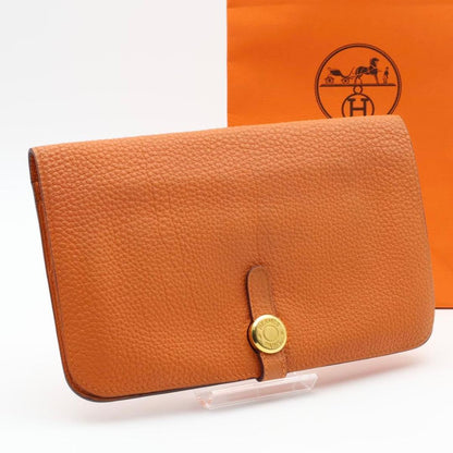 Hermes Dogon GM Orange Wallet Gold