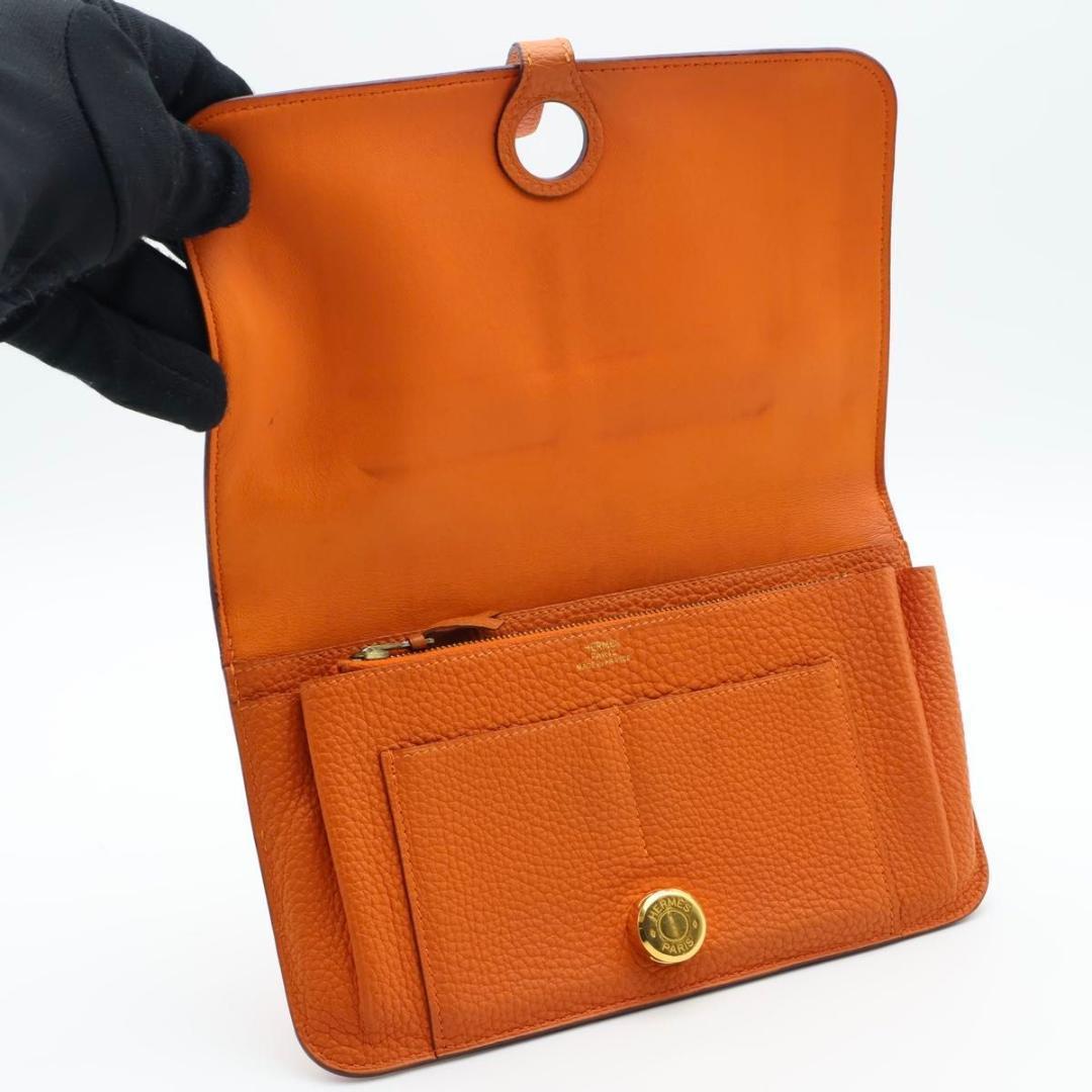 Hermes Dogon GM Orange Wallet Gold — view 2