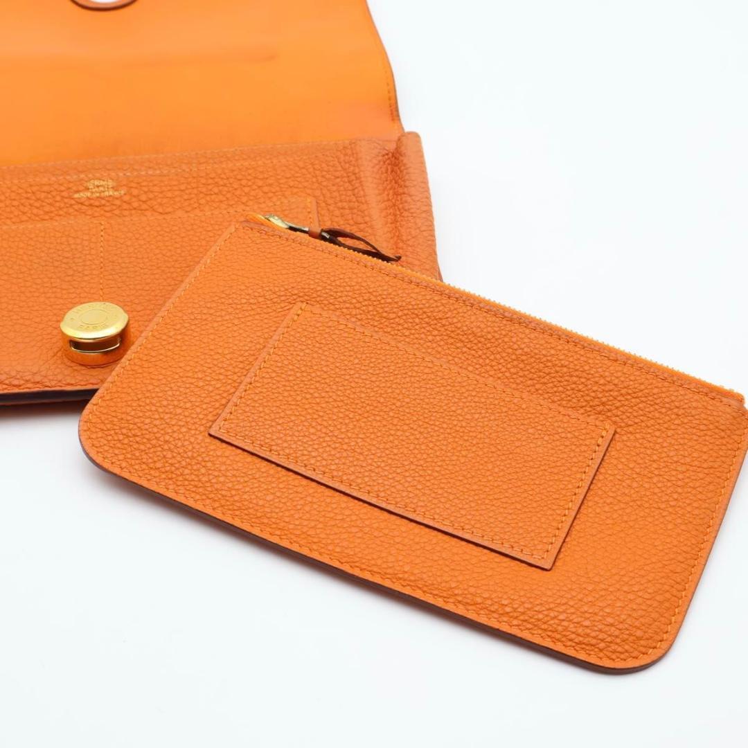 Hermes Dogon GM Orange Wallet Gold — view 3