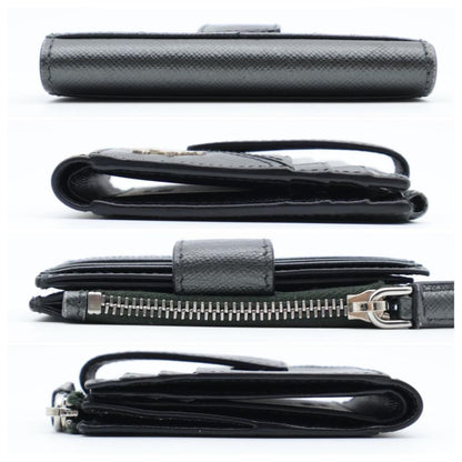 Prada Metal Logo Bifold Wallet Metallic Gray Black — view 9