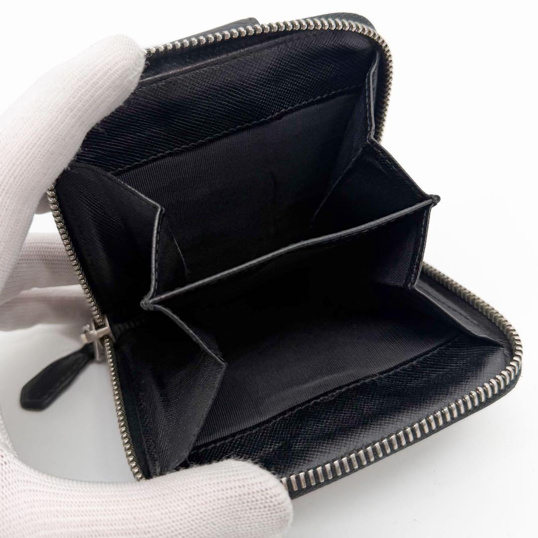 Prada Triangle Nylon Bifold Compact Black Saffiano Wallet — view 8