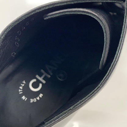 Chanel Lace Up Leather Pearl Booty Black