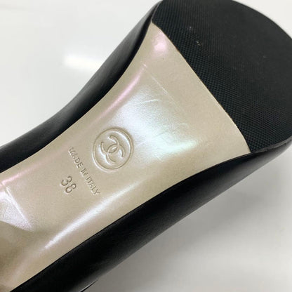 Chanel Lace Up Leather Pearl Booty Black