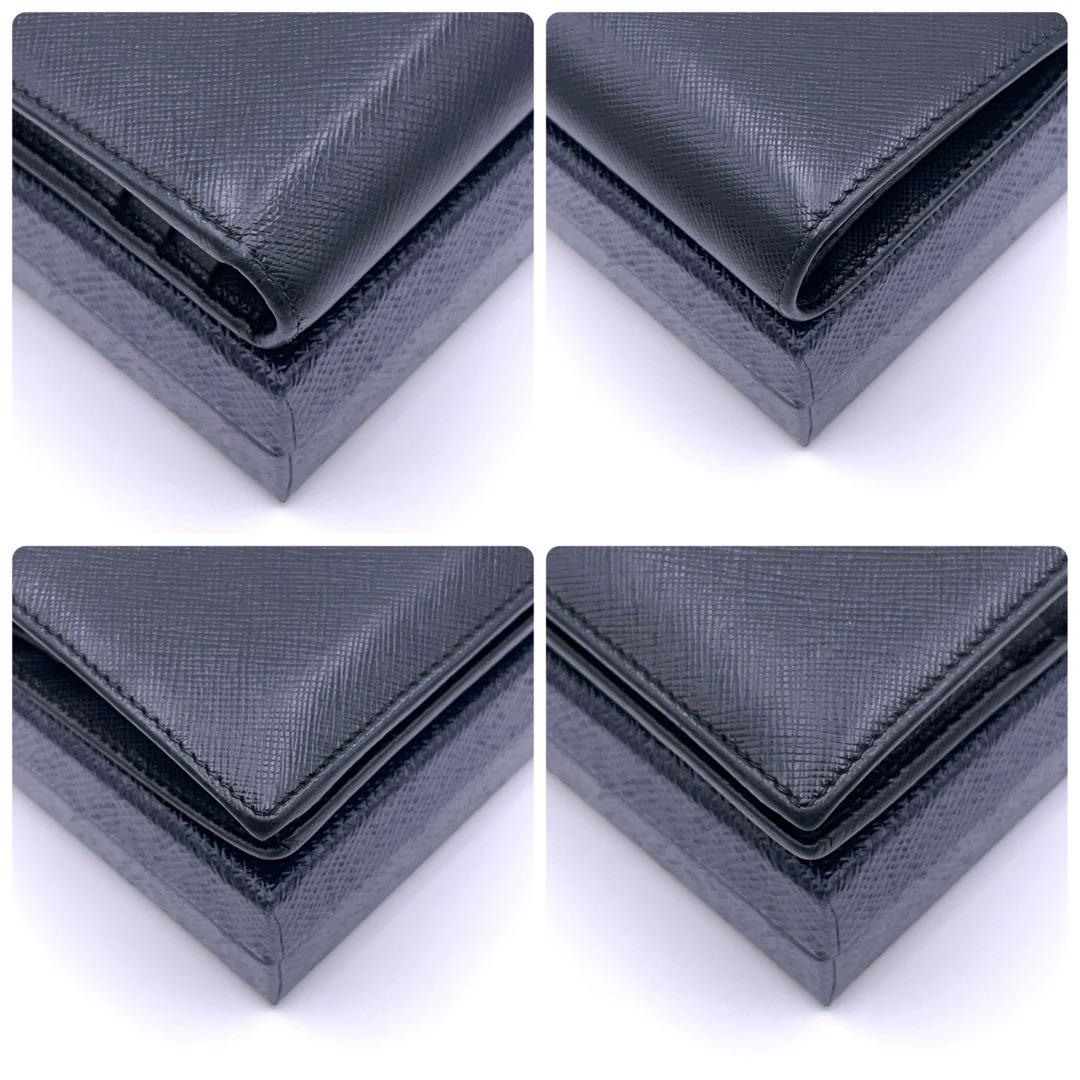 Prada Saffiano Bifold Wallet Triangle Black Leather — view 8
