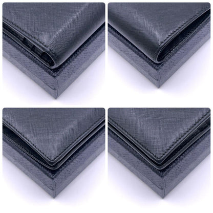 Prada Saffiano Bifold Wallet Triangle Black Leather — view 8
