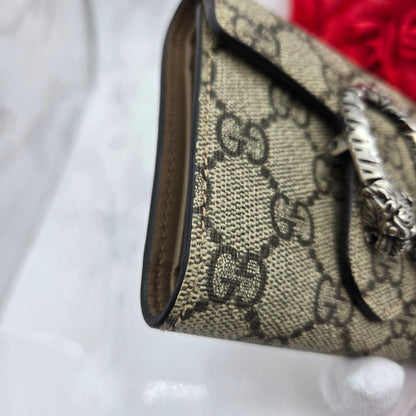 Gucci Fold Wallet Duonysus GG Supreme Taiga