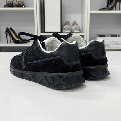 Chanel CC Logo Suede Nylon Sneakers Black — view 5