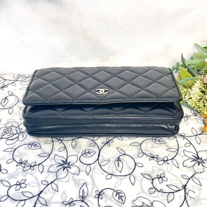 Chanel Quilted Chain Wallet Lambskin — view 5