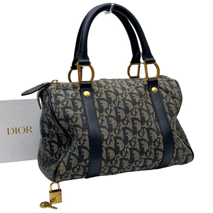Dior Trotter Canvas Leather Mini Boston Hand Bag