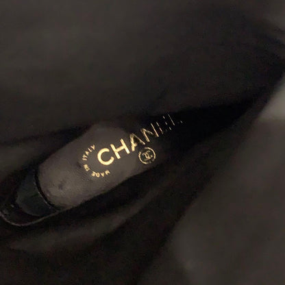 Chanel CC Logo Quilted Leather Wrinkled Long Boots — view 8