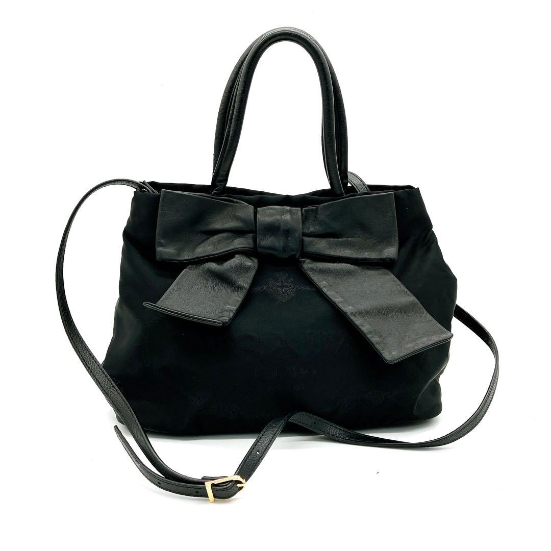 Prada Ribbon Bag Deca Logo Nylon Black 2-way