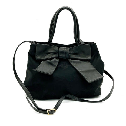 Prada Ribbon Bag Deca Logo Nylon Black 2-way