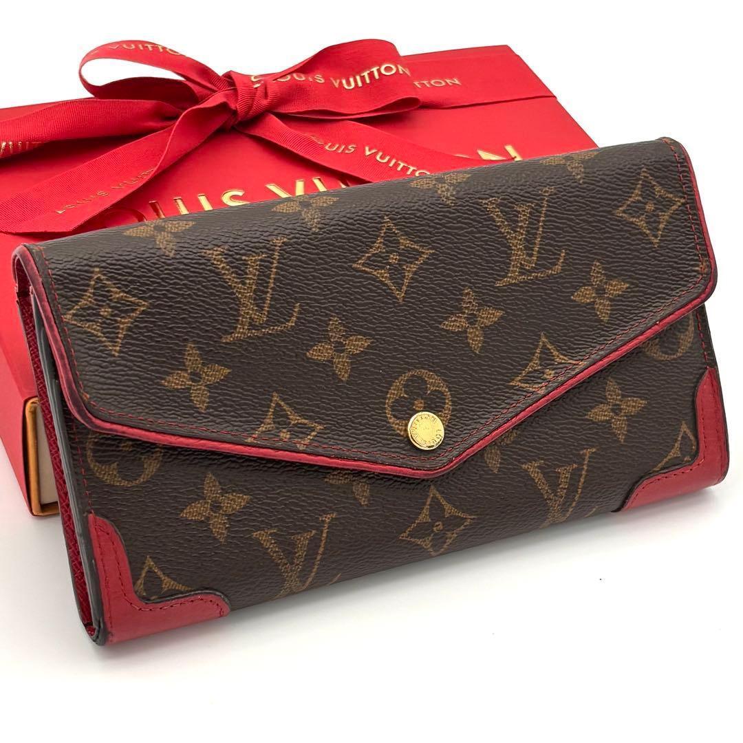 Louis Vuitton Monogram Portefeuille Sarah Retiro Red Brown Wallet