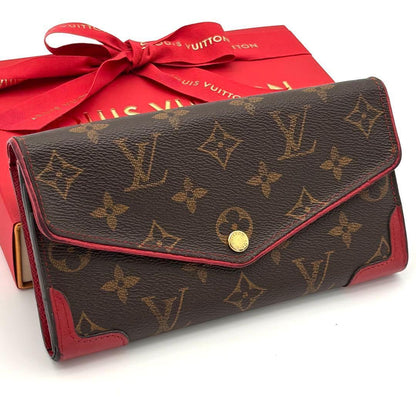 Louis Vuitton Monogram Portefeuille Sarah Retiro Red Brown Wallet