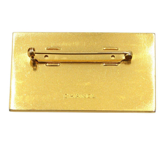 Chanel Logo Plate Square Design Brooch