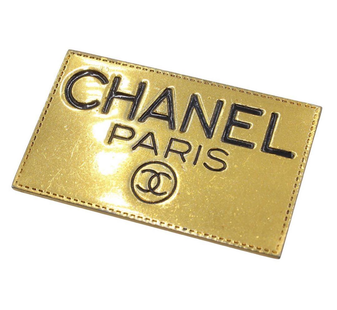 Chanel Logo Plate Square Design Brooch