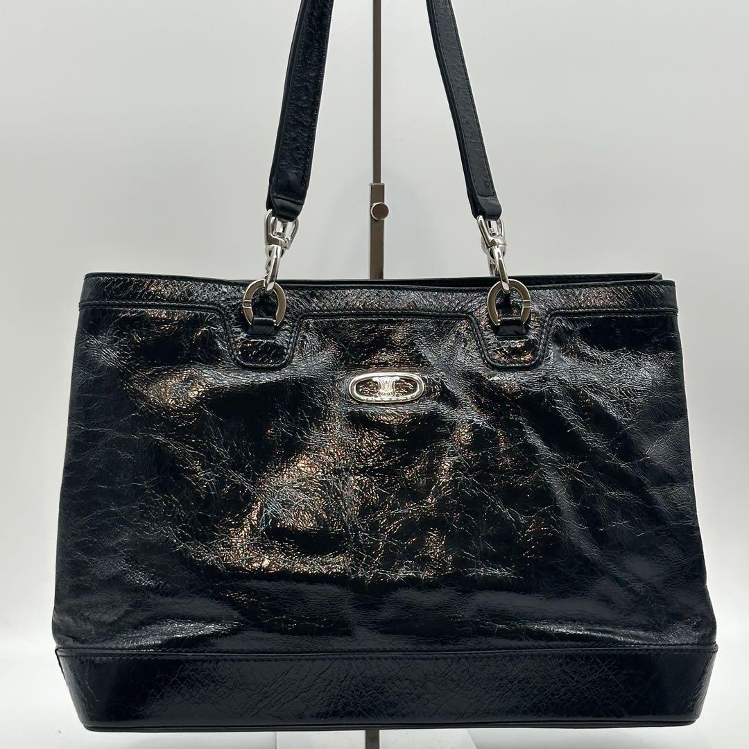 Celine Triomphe Leather Tote Black — view 2