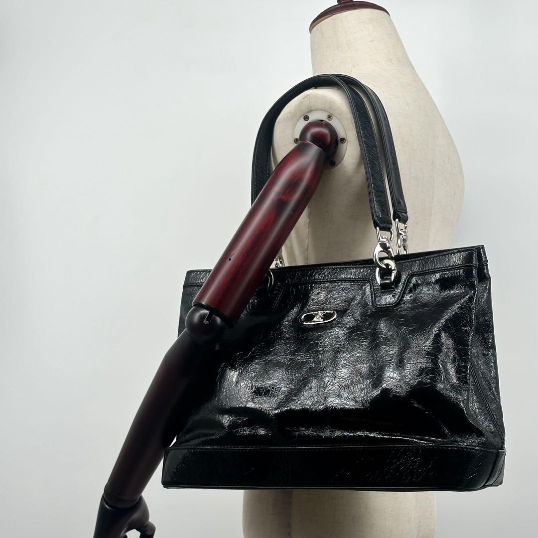 Celine Triomphe Leather Tote Black — view 4