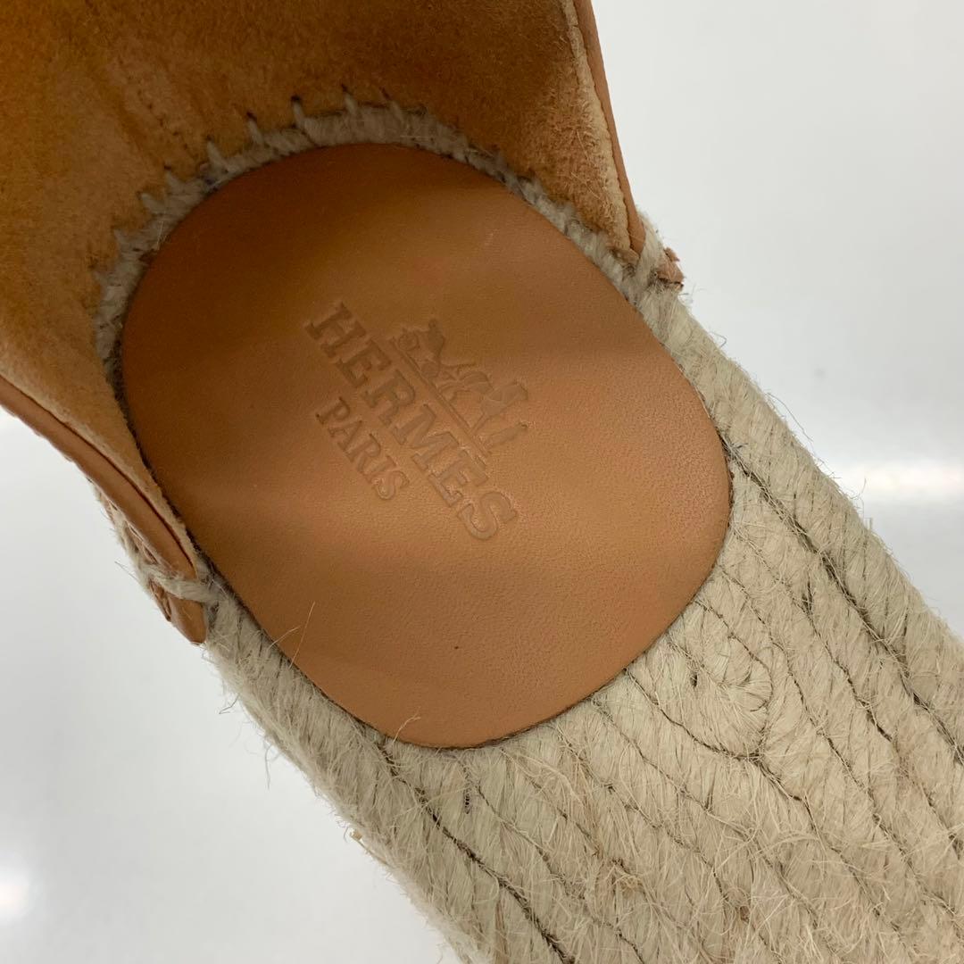 Hermes Tipoli Leather Kelly Wedge Sole Espadrilles Sandals — view 8