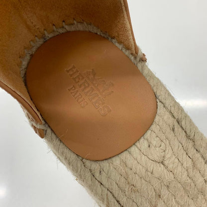 Hermes Tipoli Leather Kelly Wedge Sole Espadrilles Sandals — view 8