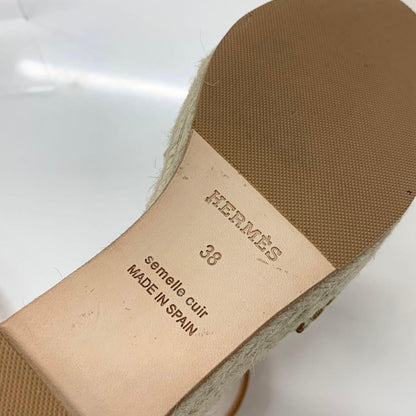 Hermes Tipoli Leather Kelly Wedge Sole Espadrilles Sandals — view 9